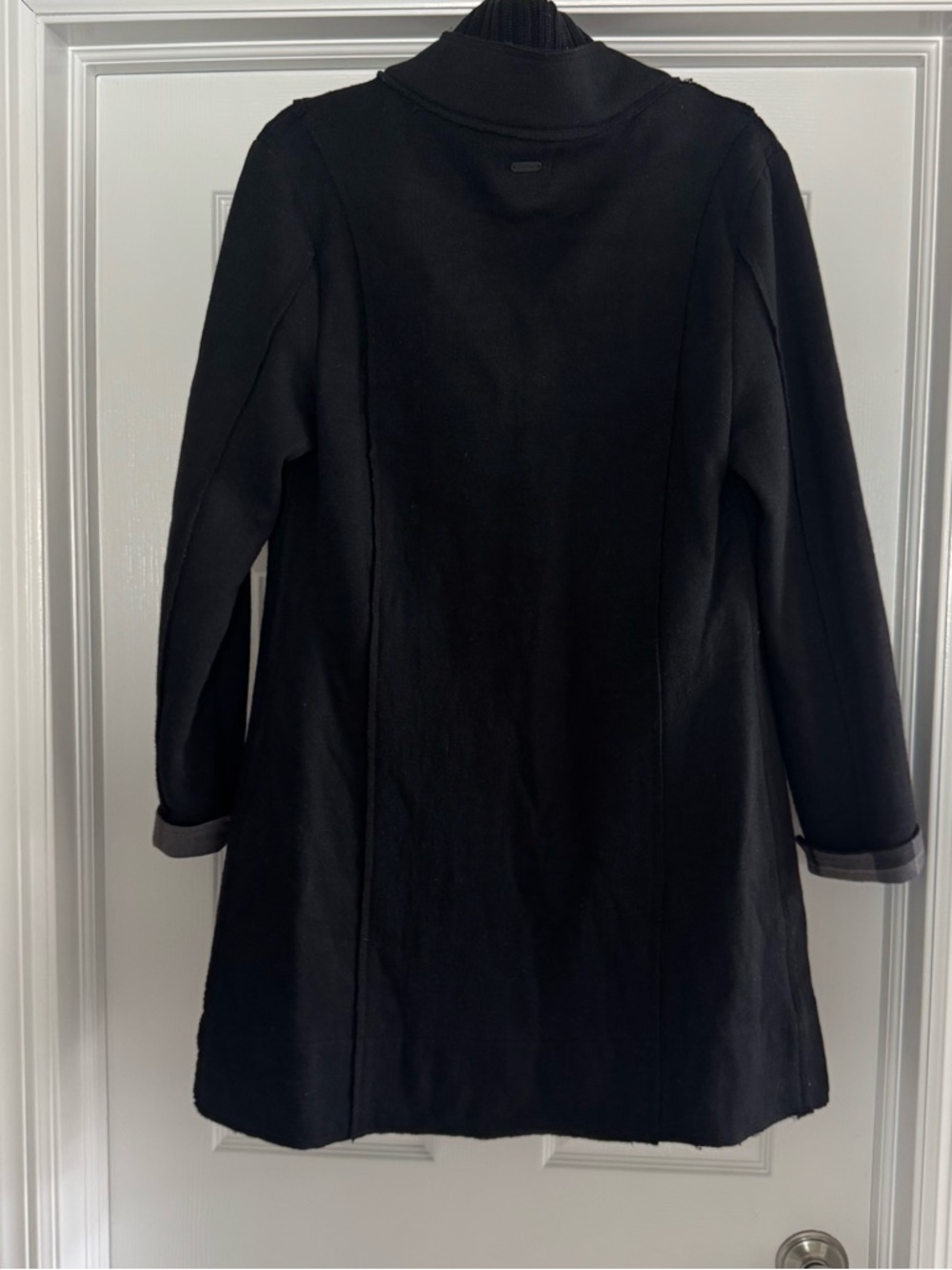 Barbour Black Long Sweater Coat with Stand Collar - Picture 3 of 7
